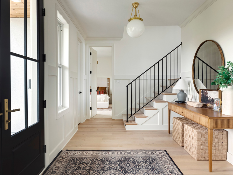 modern entryway with luxury vinyl flooring