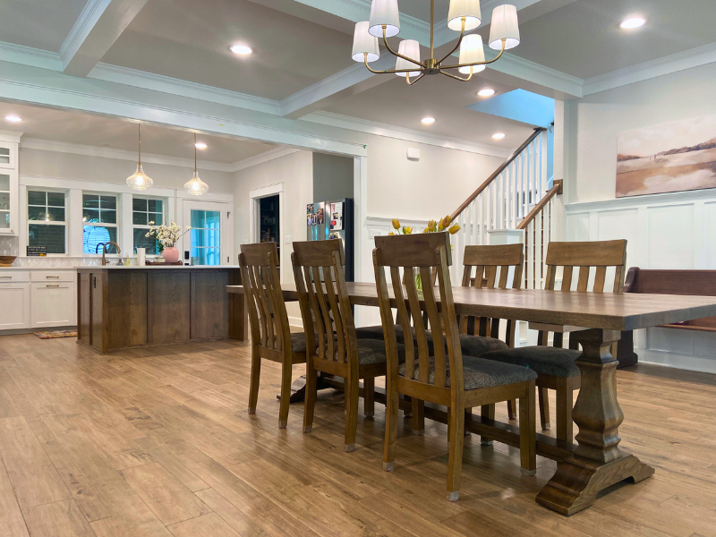 hardwood in an open concept dining room