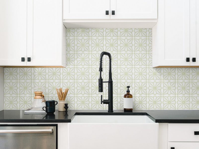 decorative-statement-tile-backsplash-green-kitchen