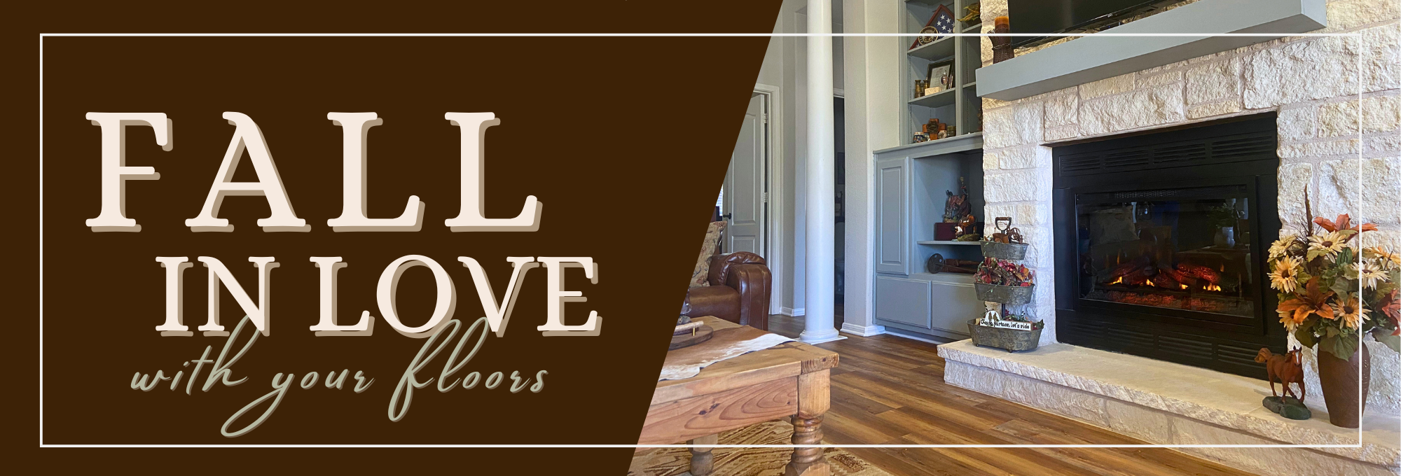 fireplace, cozy living room, hardwood, luxury vinyl, autumn